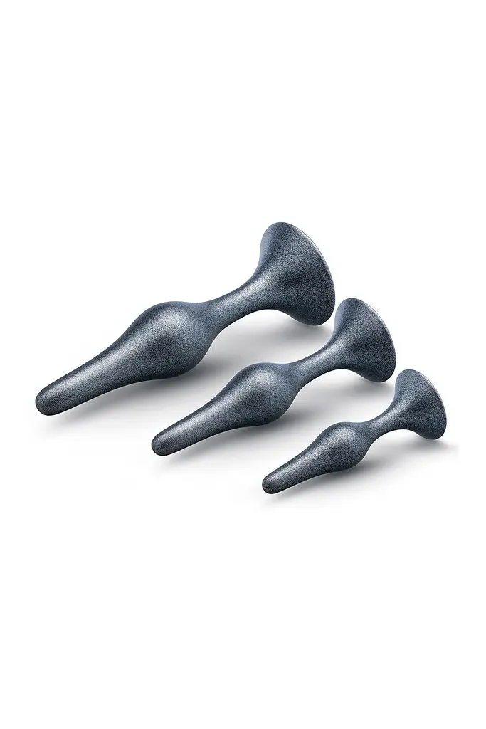 Набір анальних пробок Anal Adventures Matrix Genesis Plug Kit 3 шт. (сірий) - фото 4