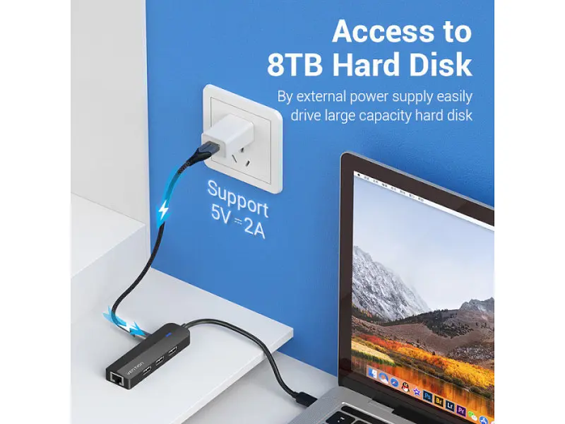 Док-станція для ноутбука Vention Hub USB 3.1 Type-C 3-Port 0.15m Black (TGOBB) - фото 5