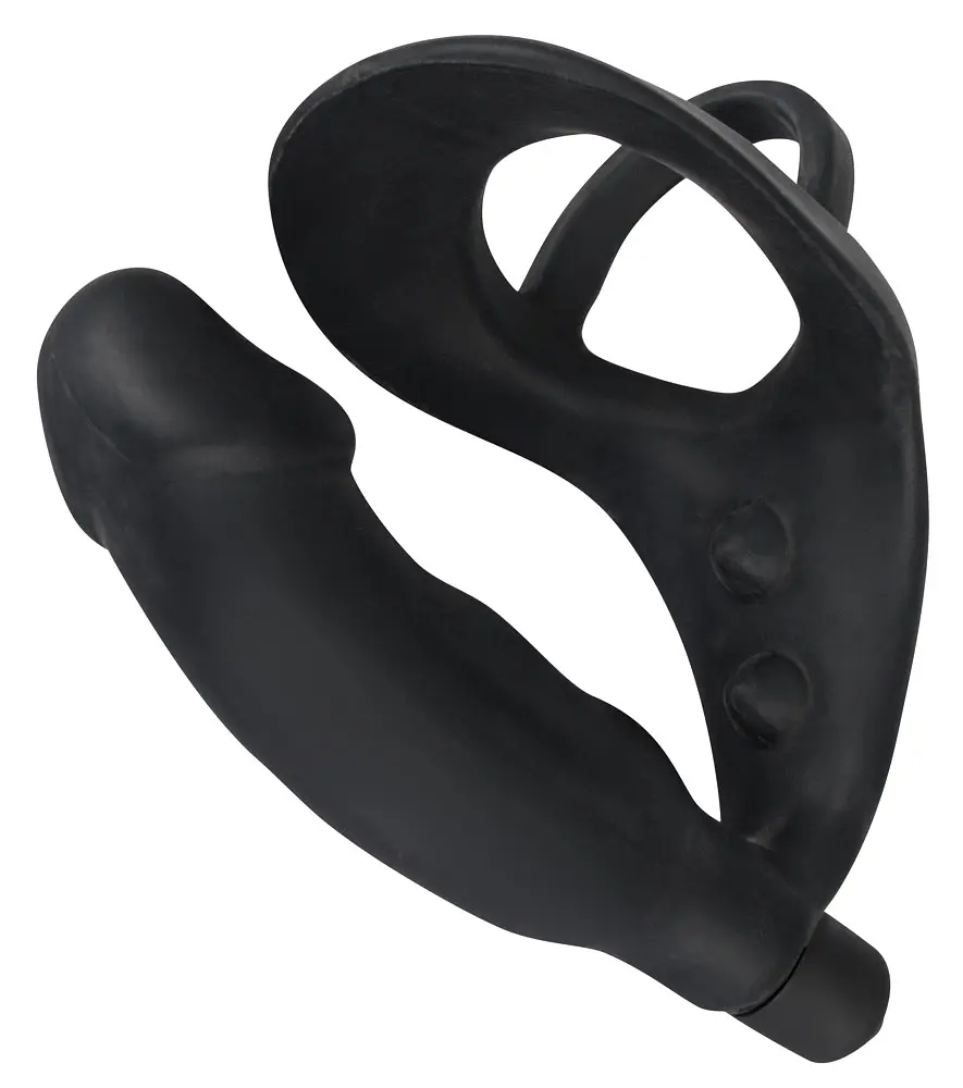 Ерекційне кільце з анальною пробкою - Black Velvets Ring & Vibro Plug - фото 4