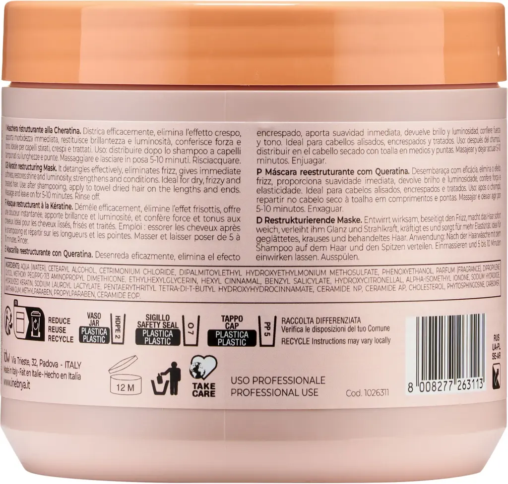 Маска восстанавливающая Inebrya Keratin Restructuring Mask с кератином 500 мл - фото 5
