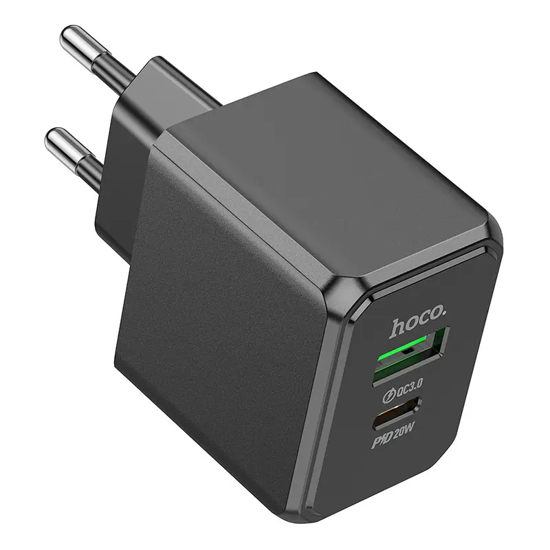 Сітчастий зарядний пристрій HOCO CS14A Ocean PD20W+QC3.0 charger Чорний - фото 3