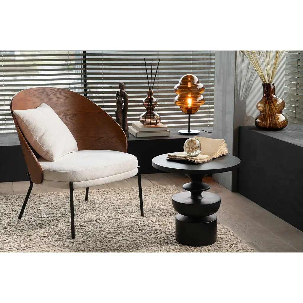 Кофейный столик J-line из дерева манго с фигурной ножкой черный (47658) - фото 3