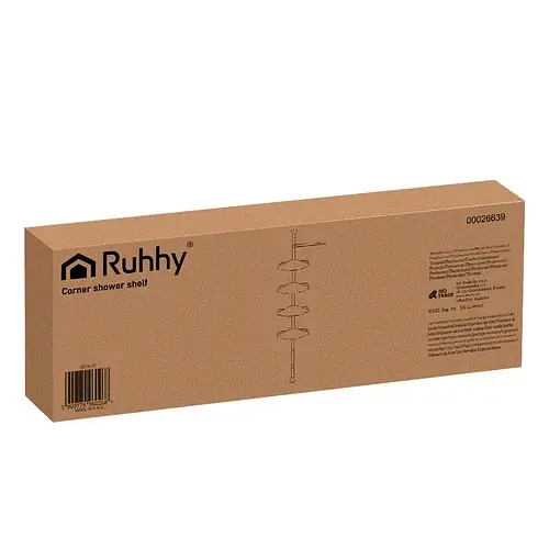 Кутова телескопічна полиця для душу Ruhhy 26639, біла, 4 яруси, 240–310 см - фото 2