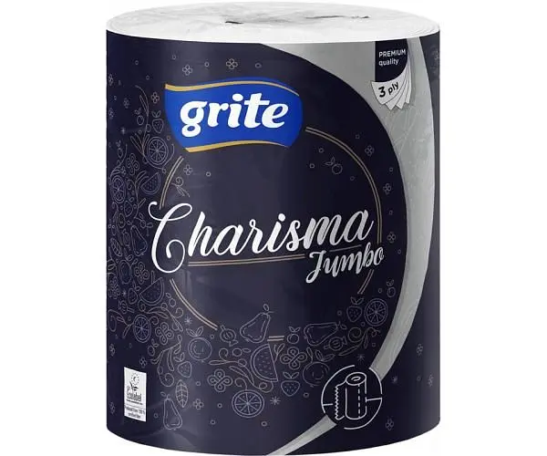 Grite, Charisma Jambo, 1 рул., Гріте Харизма, Рушники паперові, 3-шарові, 72 м, 245 аркушів, 290х240 мм - фото 2