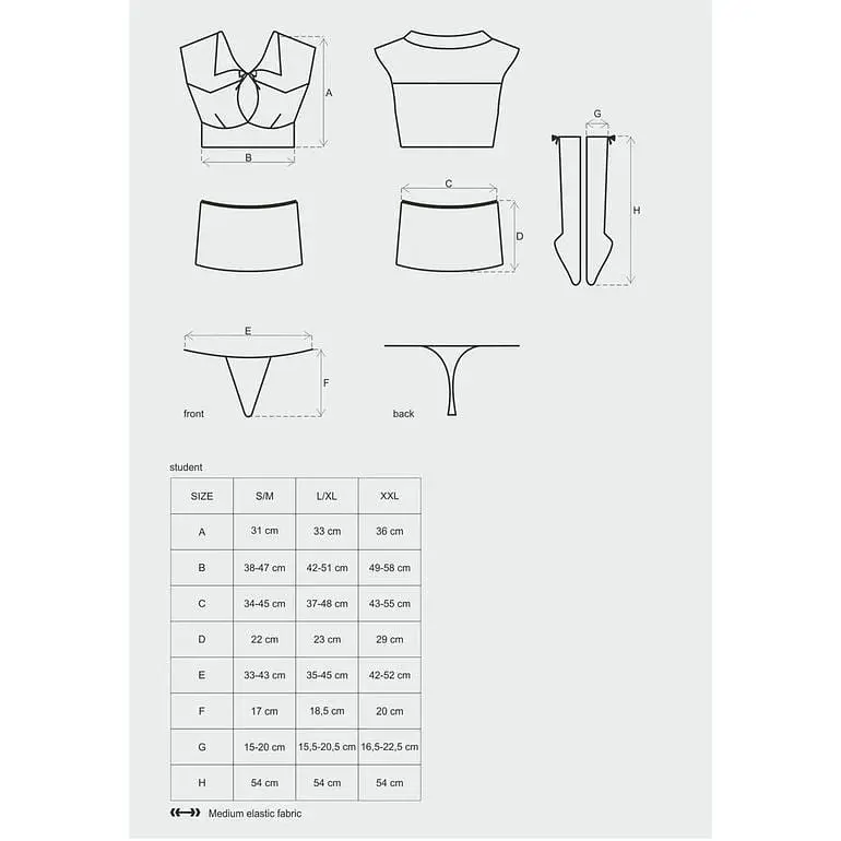 Эротический костюм Obsessive Student 4 pcs costume S/M - фото 5
