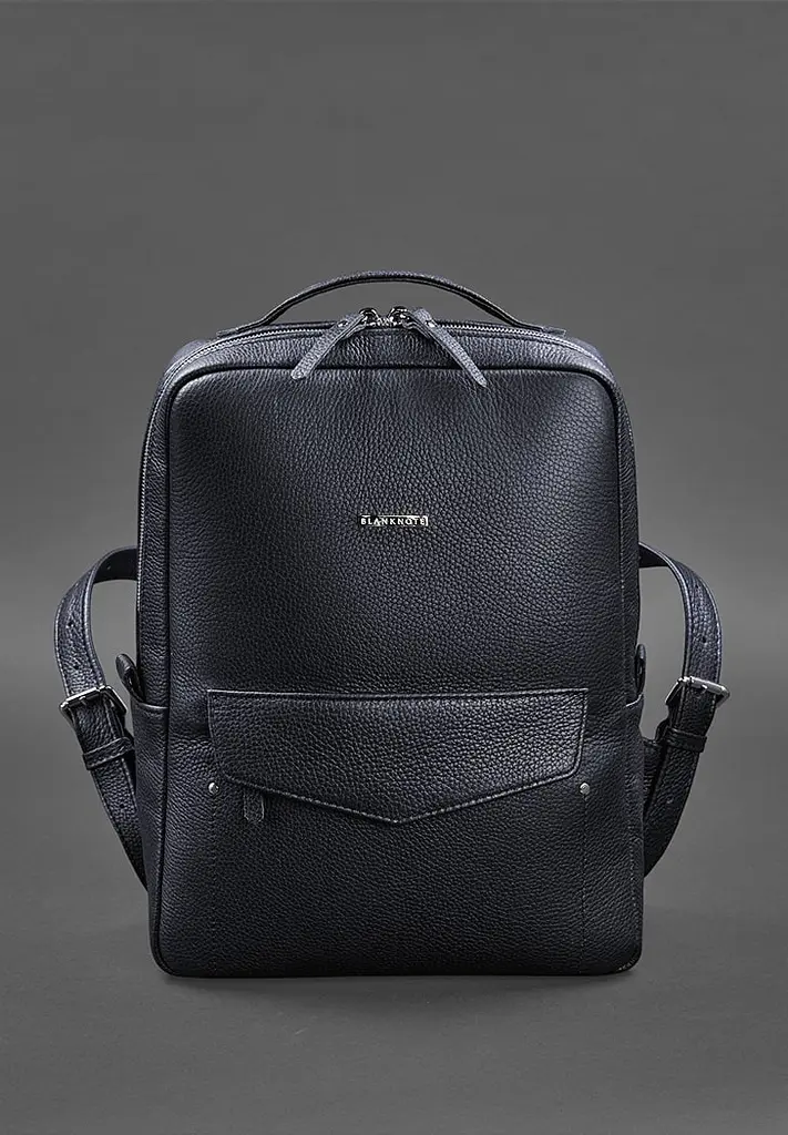 Шкіряний міський жіночий рюкзак на блискавці Cooper темно-синій флотар - фото 3