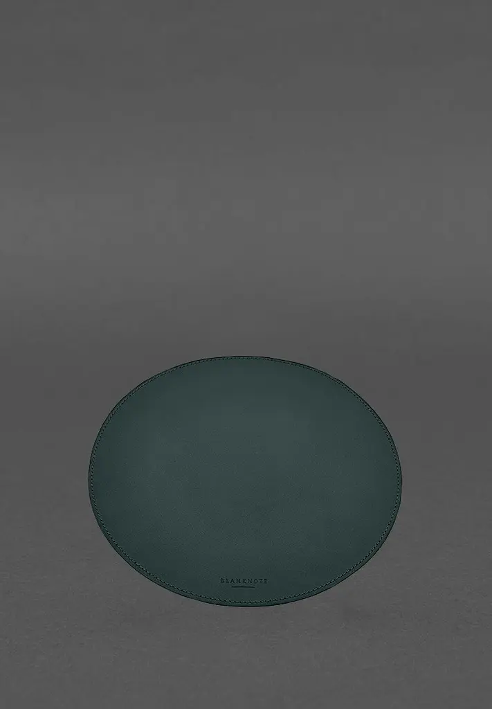 Круглый коврик для мышки из натуральной кожи зеленый краст - фото 3