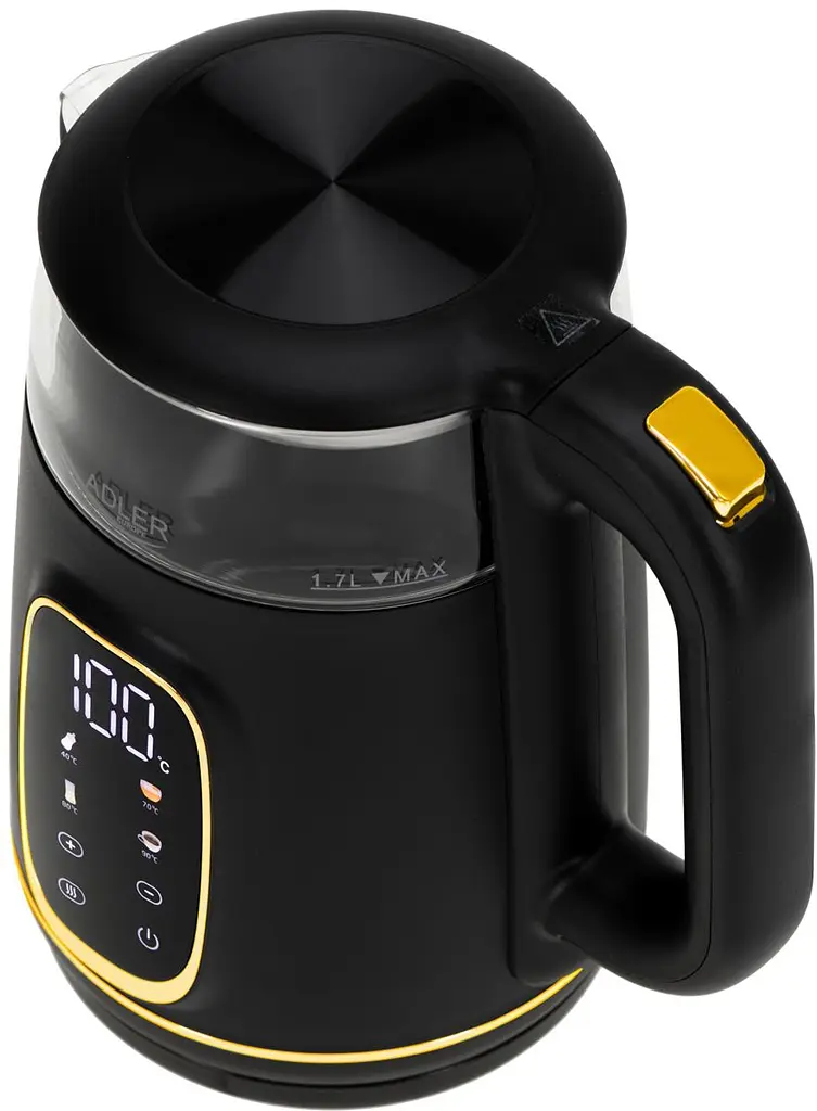 Електрочайник Adler AD 1305 black gold 1850-2200Вт/1.7л/скло/встановлення температури/(AD1305BG) - фото 9