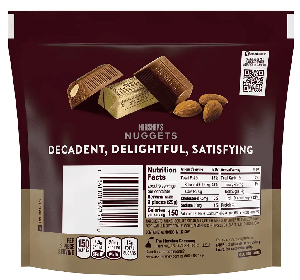 Шоколадні цукерки Hershey's Nuggets Milk Chocolate Almonds 249г - фото 2
