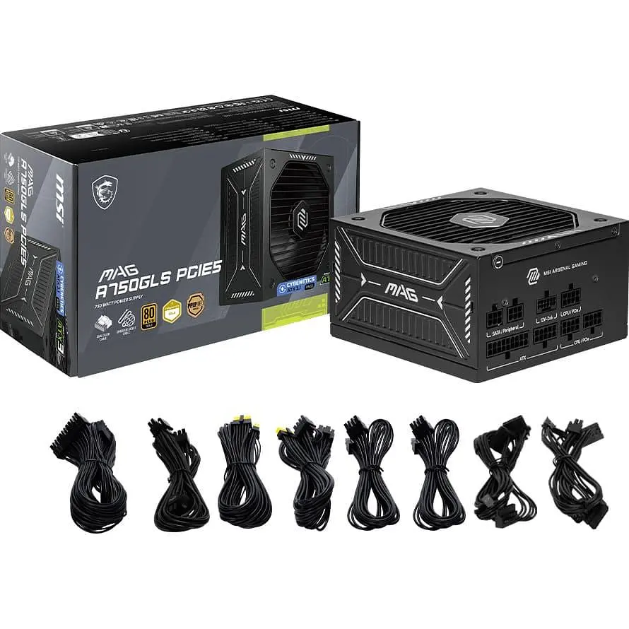 Блок живлення MSI MAG A750GLS 750W ATX 3.1 80+ Gold (MAG A750GLS PCIE5) Black - фото 5