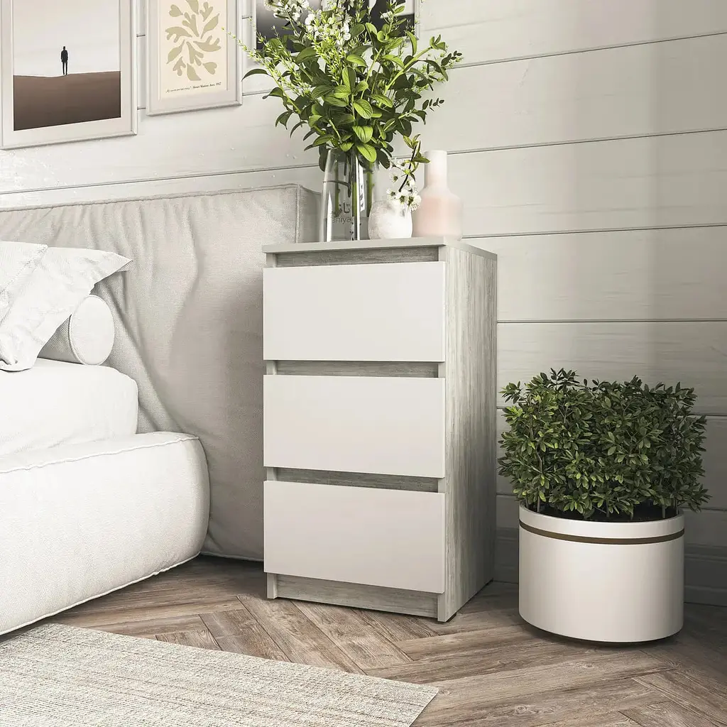 Тумбочка на 3 шухляди Moreli T-216 Ш400/В758/Г398 Бетон-Білий