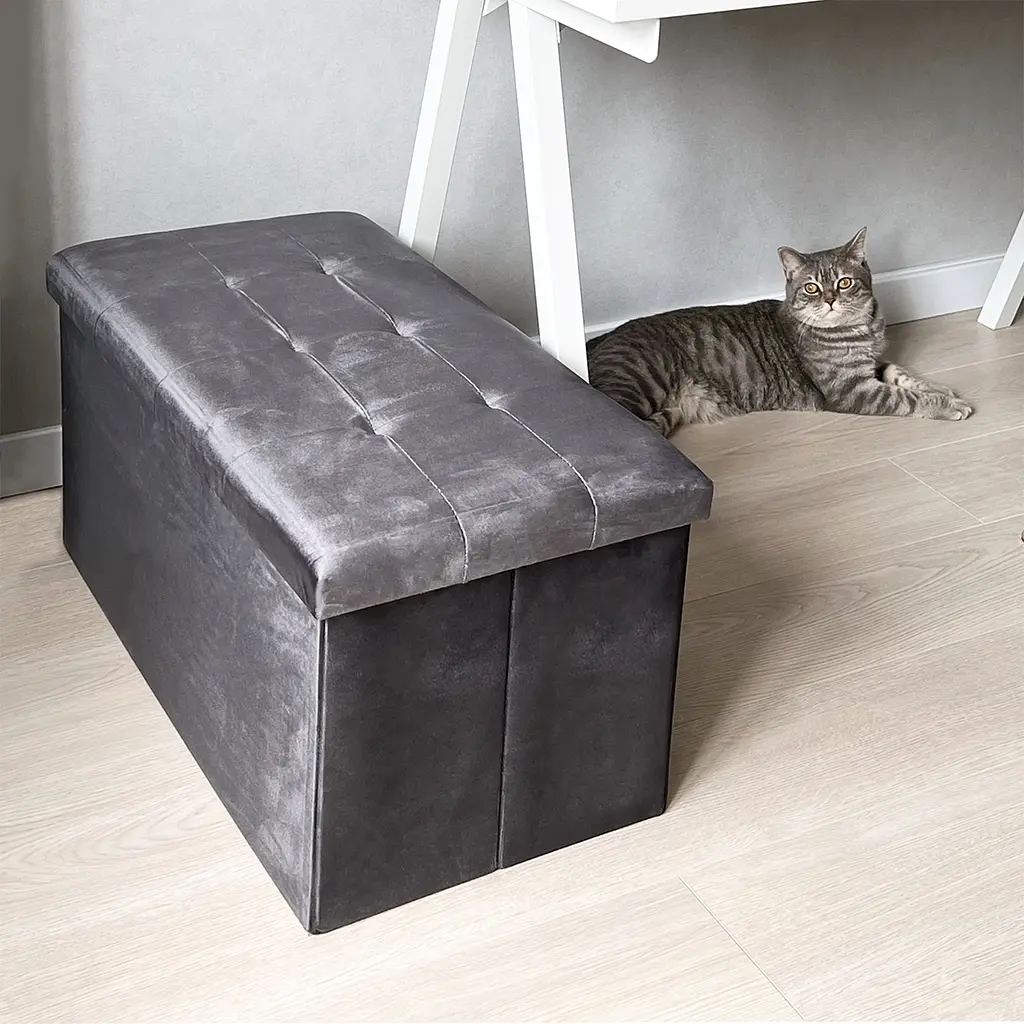 Пуф для хранения МВМ My Home двойной 760х380х380 мм серый (TH-06 GRAY) - фото 7