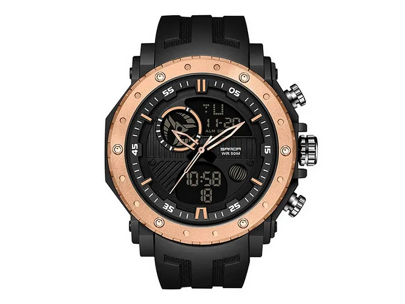 Чоловічий наручний годинник 6012 Black-Cuprum Sanda acs0030971 - фото 2