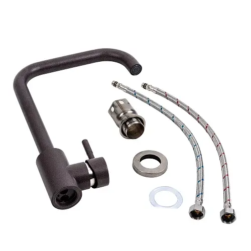 Змішувач кухонний Platinum NS02B (3008B-NA) поворотний одноважільний з нержавіючої сталі гренадін - фото 2