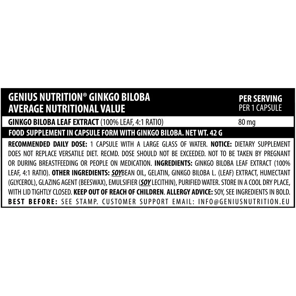 Натуральная добавка Genius Nutrition Ginkgobiloba 60 капсул - фото 2