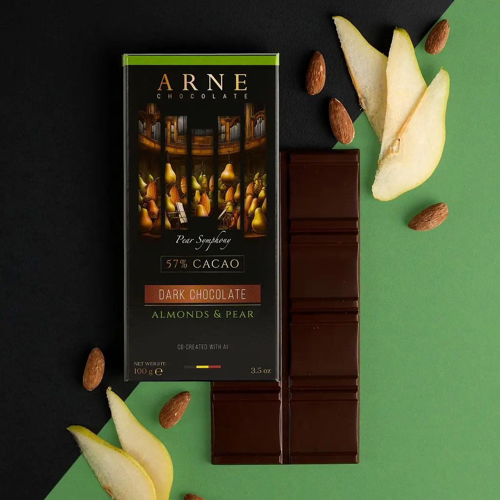 Шоколад чорний Arne 57% з мигдалем та грушею 100 г - фото 2
