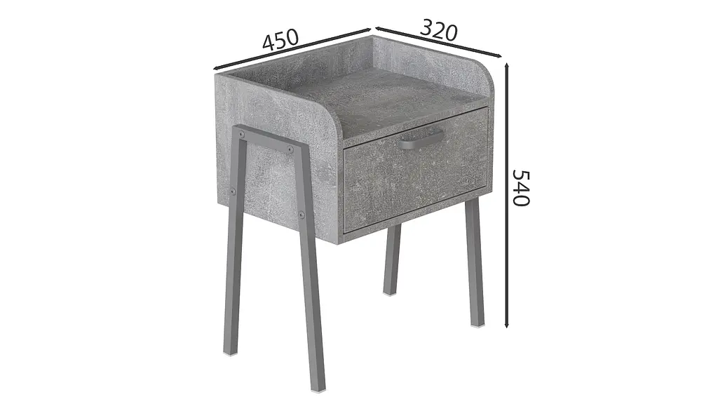 Тумба модульна Ferrum-decor Бетті 540x450x320 метал Сірий ДСП Бетон 16 мм (FRD-103003) - фото 2