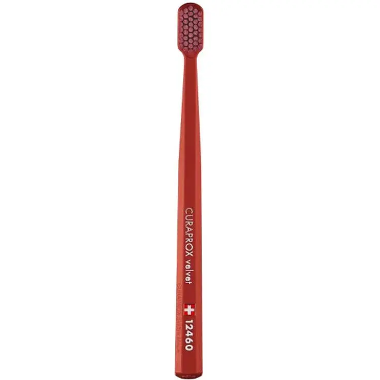 Зубная щетка Curaprox Velvet 12460 терракотовая с бордовым - фото 2