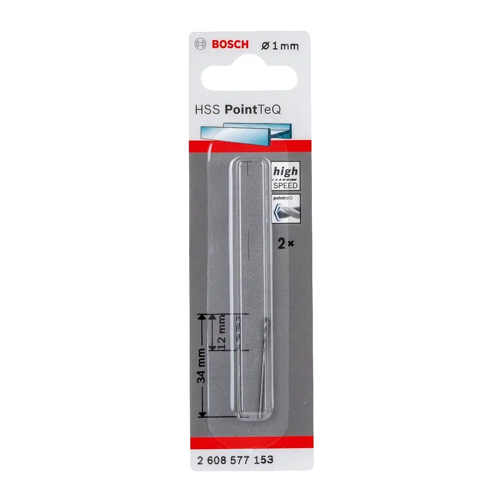 Свердло Bosch по металу HSS-PointTeQ, 1х12х34мм, 2шт (2.608.577.153) - фото 2