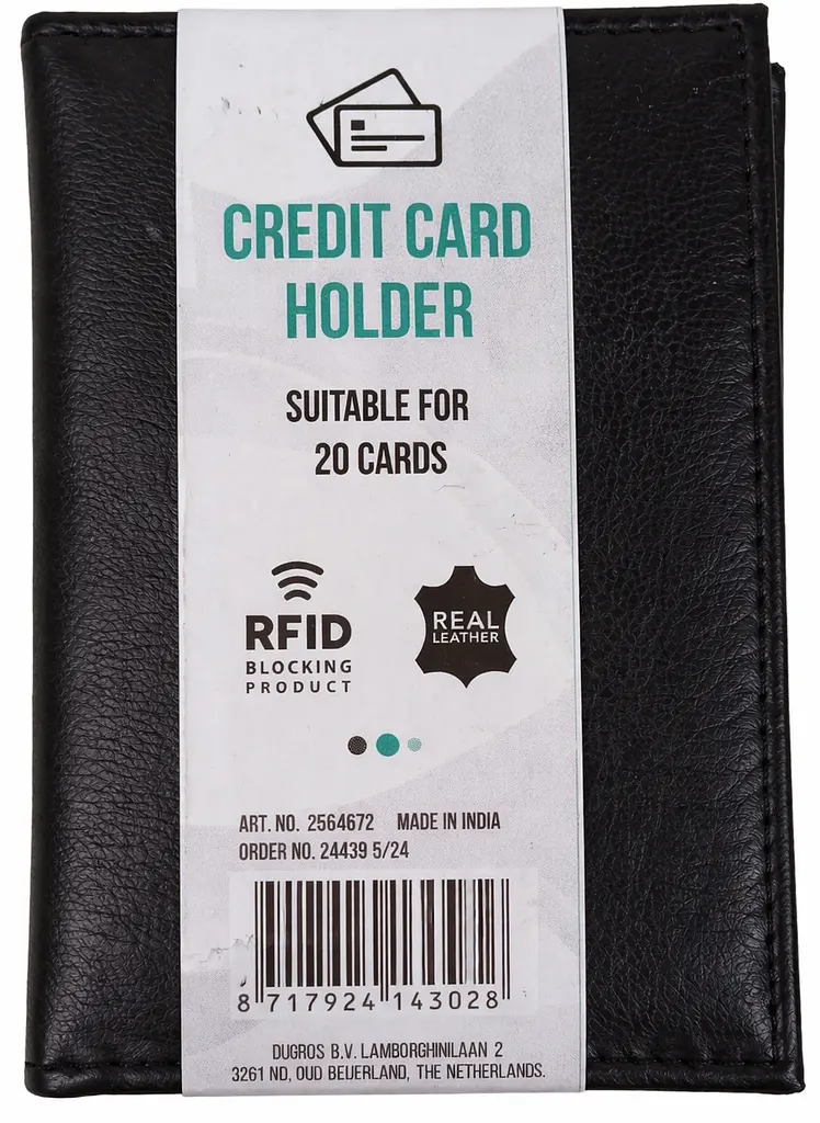 Картхолдер Dugros RFID захист натуральна шкіра Чорний