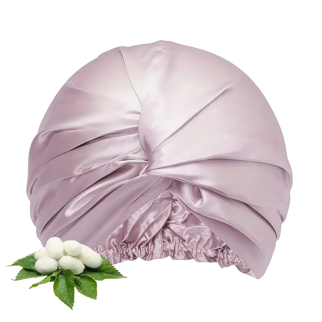 Двошаровий шовковий бонет для волосся MaryuPHair 100% Silk (блідо-рожевий)