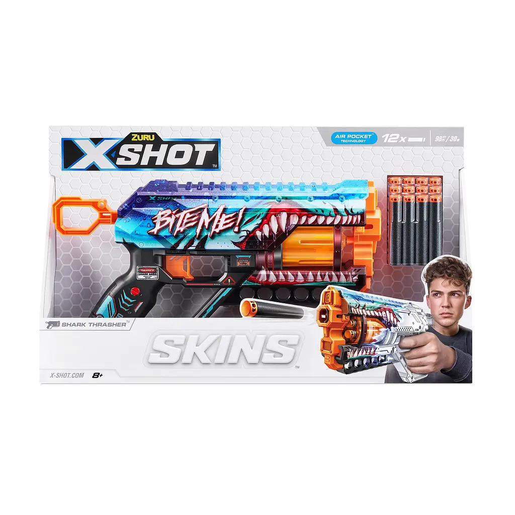 Швидкострільний бластер Zuru X-Shot Skins Griefer Shark Thrasher, 12 патронів (36561В) - фото 8