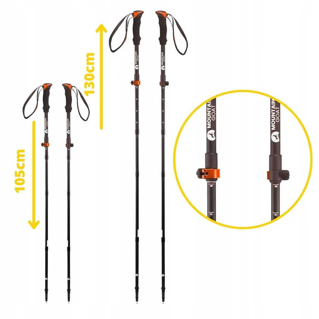 Трекінгові палиці Mountain Goat Pro+ 43-130 см MG0008 Black/Orange (P-5907739318251) - фото 8