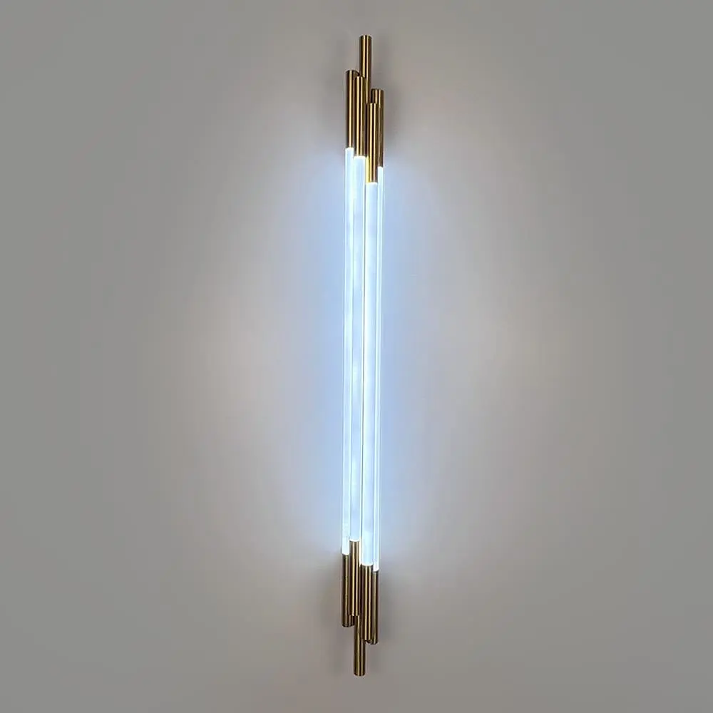 Латунний трубчастий стіновий LED світильник у корпусі 110 см Line F Арт. WJ351/1100 AB - фото 8