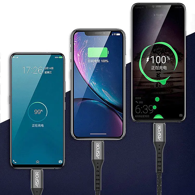Кабель Aspor A167 USB – Lightning 2.4A/1м- чорний - фото 6