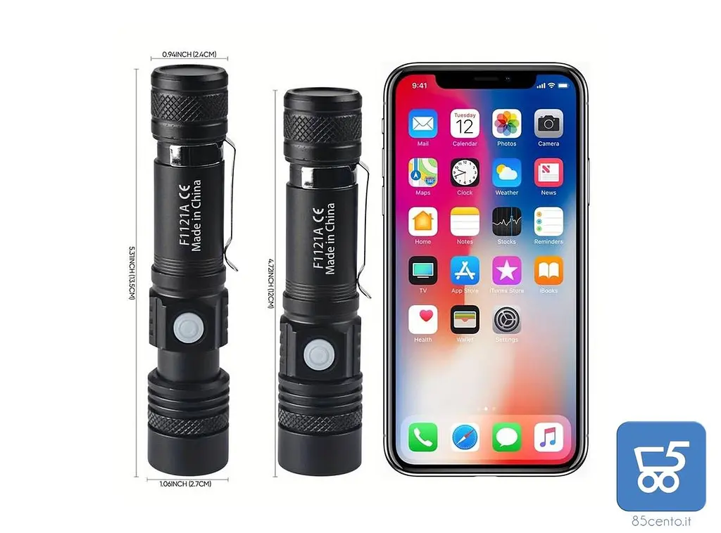 USB-C Перезаряджається тактичний ліхтарик Zoom Телескопічний зарядний пристрій + 8 батарей - фото 2