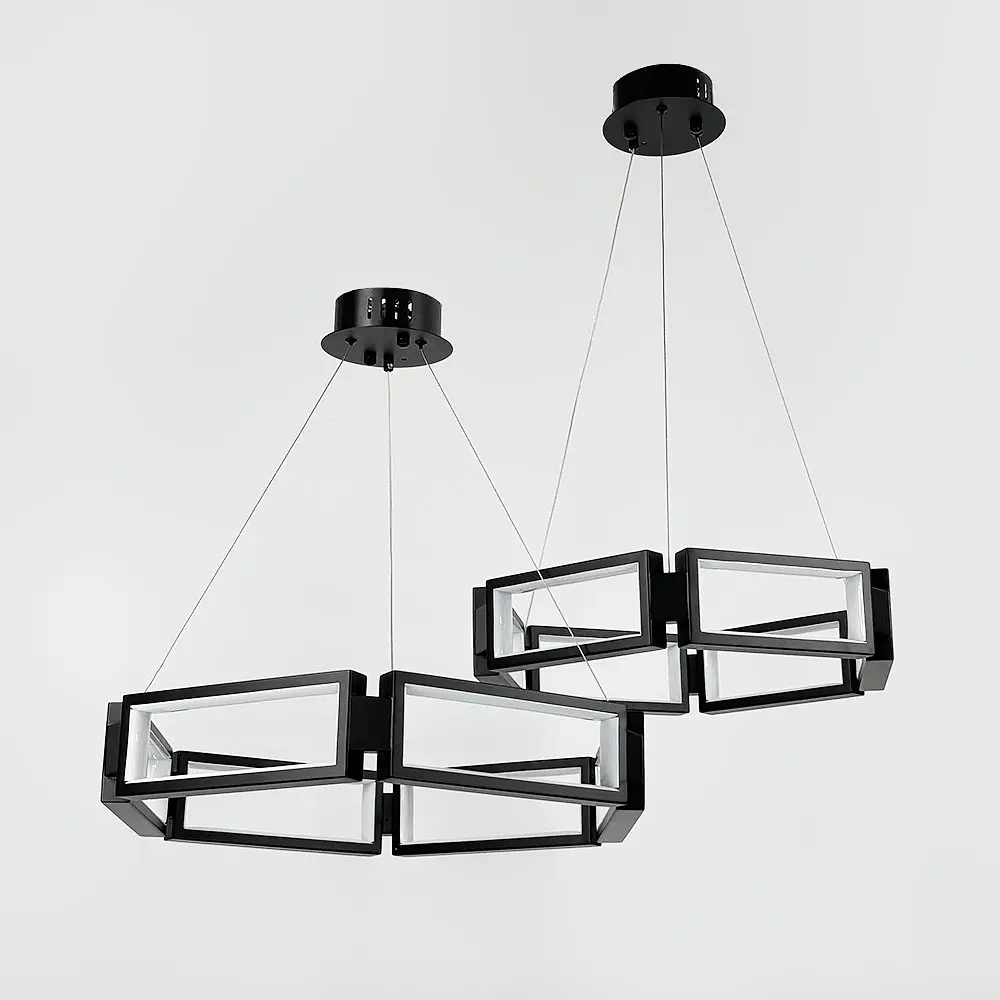 Люстра с черным подвесным кольцом из прямоугольников Ø 60 см | Ст. MJ 235-600 | Line F - фото 6