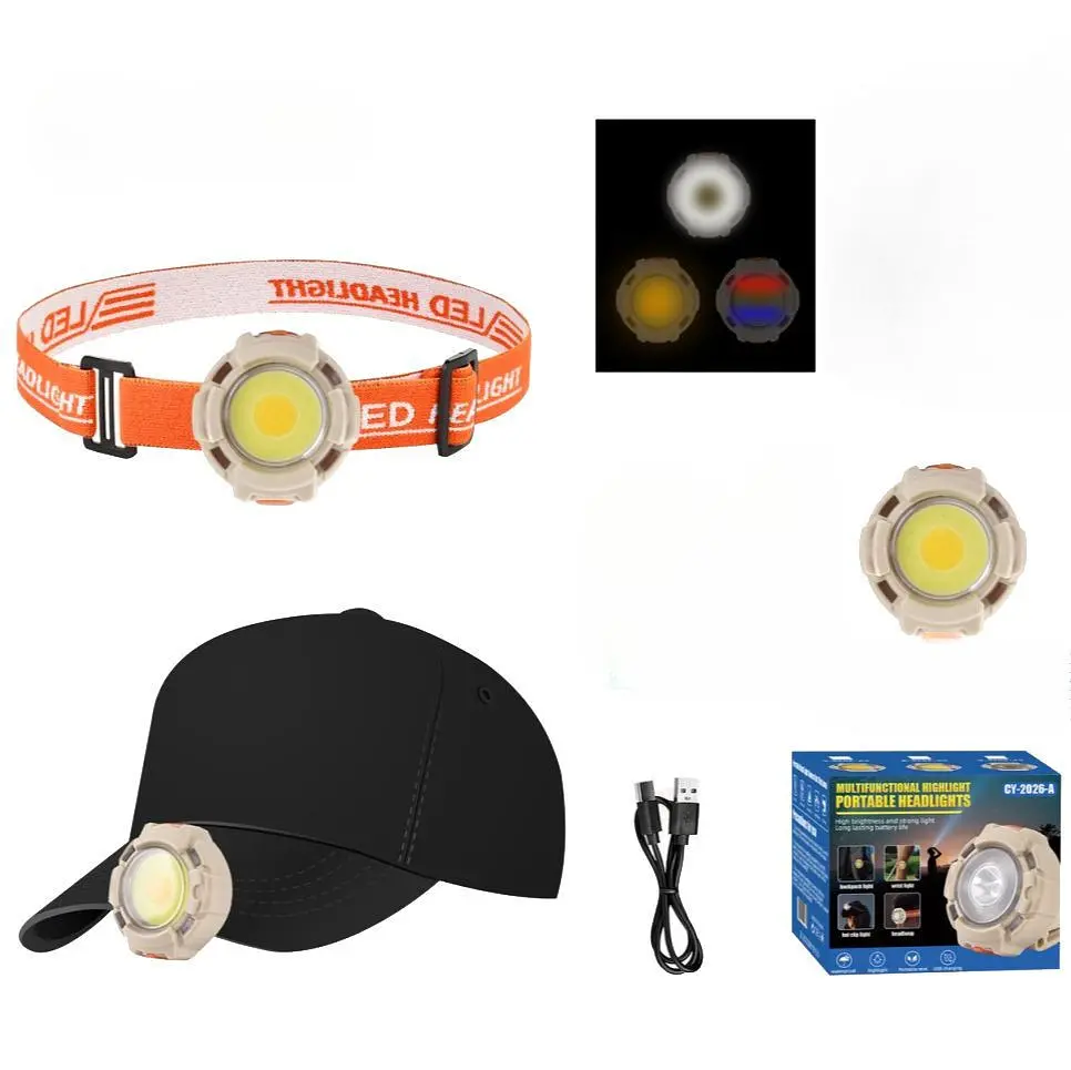 Фонарь налобный CY-2026-В-COB LED Белый Красный Голубой аккумуляторный USB Type-C Box - фото 3