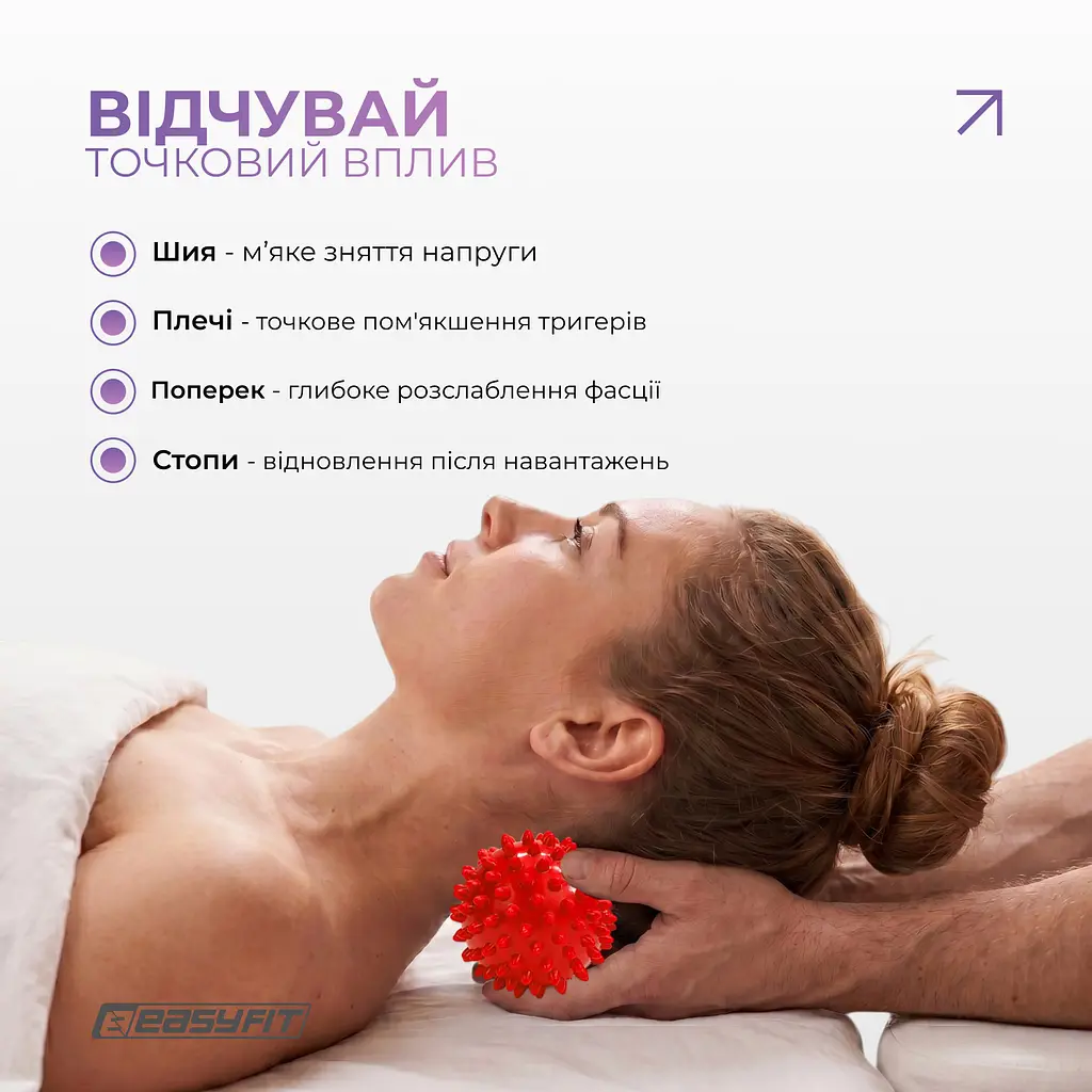 Масажний м'ячик EasyFit Goober з шипами червоний - фото 5