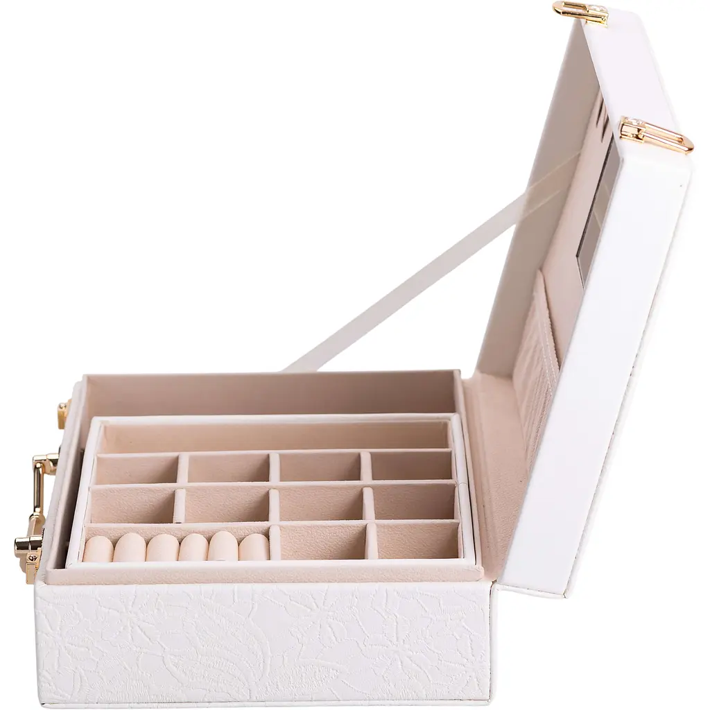 Кейс-органайзер для прикрас Yiwu з накидними замками 24x18.5x8.5 см білий HP-5-15W - фото 4