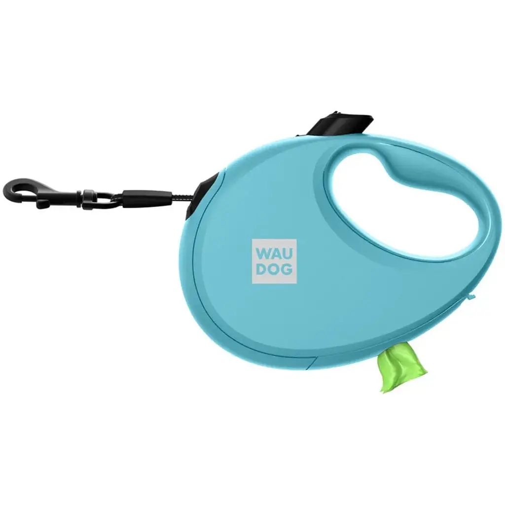 Повідець-рулетка для собак Waudog R-leash з контейнером для пакетів, світловідбивна стрічка, S до 12 кг, 3 м блакитний - фото 4