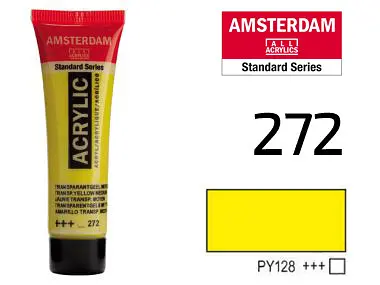 Краска акриловая Amsterdam 272, Прозрачный желтый средний 20 мл - фото 2