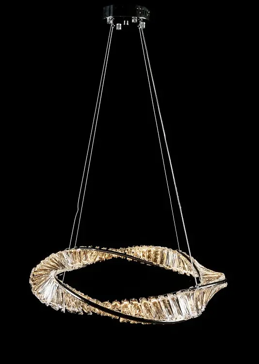 Велика хромована люстра світлодіодна Splendid Ray LD8955/600/1 LED (CH), 60 см з кришталевим контуром - фото 3