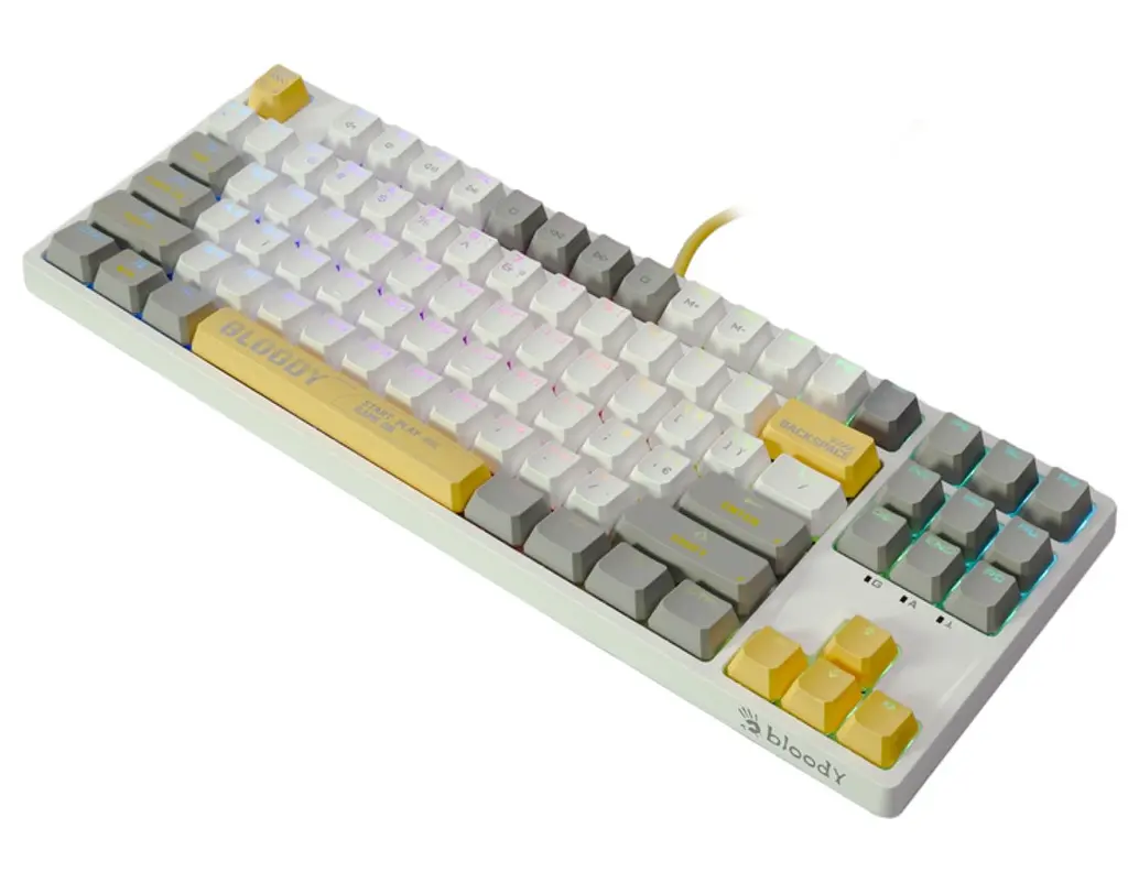 Клавиатура игровая механическая A4Tech S-87 Bloody White, BLMS Red Plus Switch, Eng/Rus/Укр - фото 2