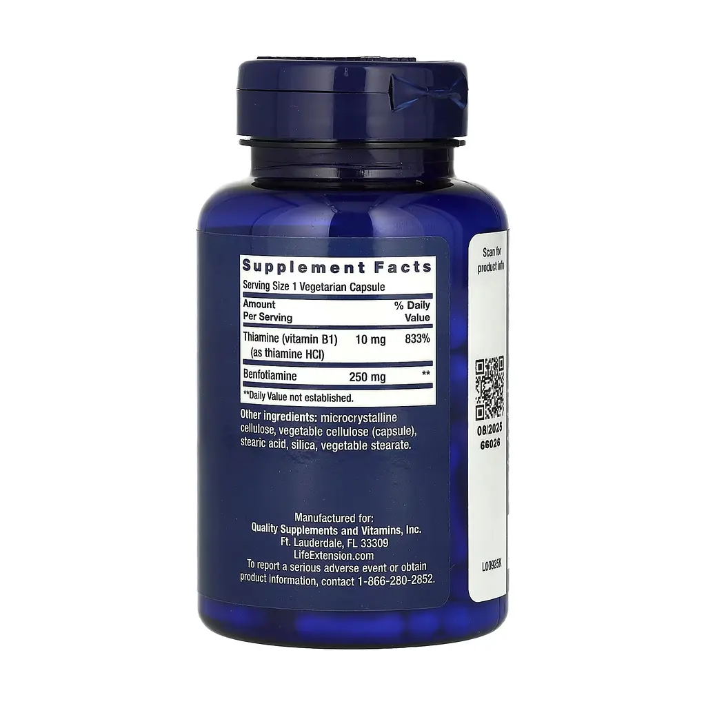 Бенфотіамін, Mega Benfotiamine 250 mg - 120 vcaps - фото 2