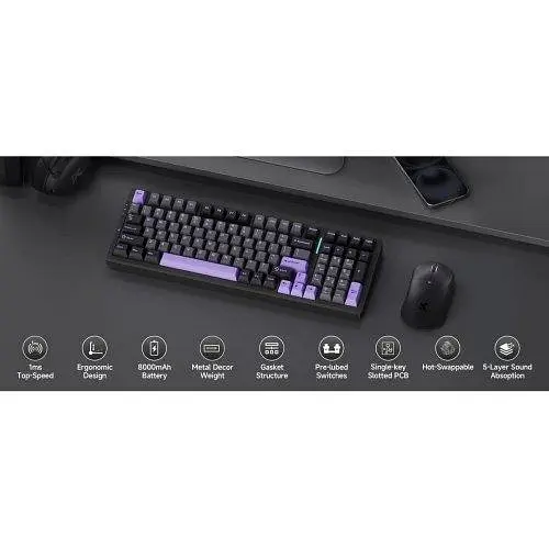 Клавіатура MCHOSE G98 Pro RGB Mechanical Flame Помаранчевий Switch Wireless (MC-G98S-5) Чорний - фото 8