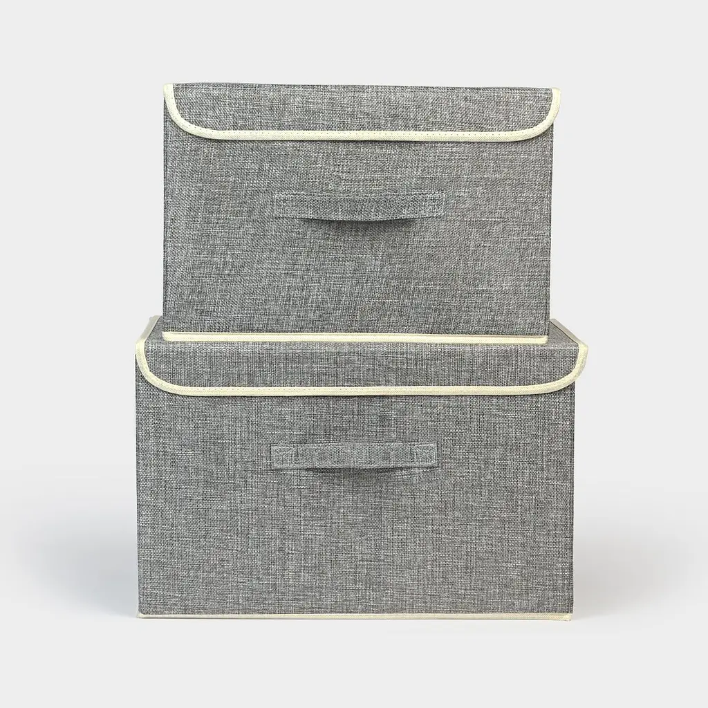 Ящик для зберігання МВМ My Home з кришкою текстильний 380x250x250 мм світло-сірий (TH-07 M LIGHT GRAY) - фото 7