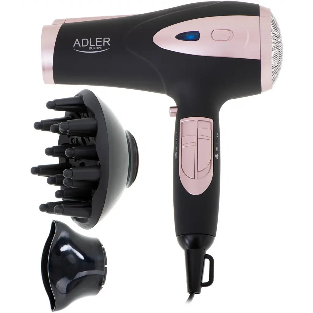 Фен Adler AD 2248 black 2200Вт/ 2 скорости/ холодный обдув/ темп.режимов-3/ ионизация/ насадки - 2 шт. - фото 5