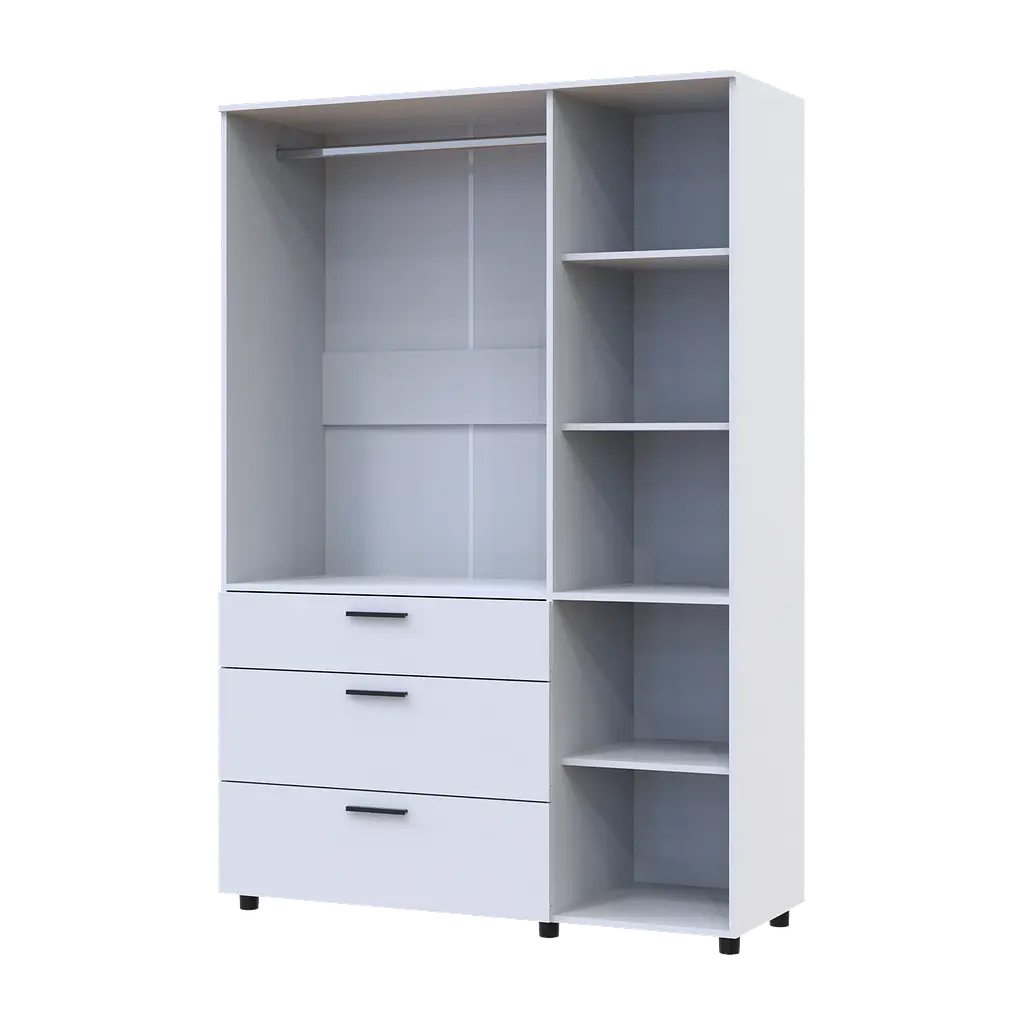 Шафа для одягу Doros Торн Білий 3 ДСП/3Ш (штанга) 135х51.6х200 (44900485) - фото 7