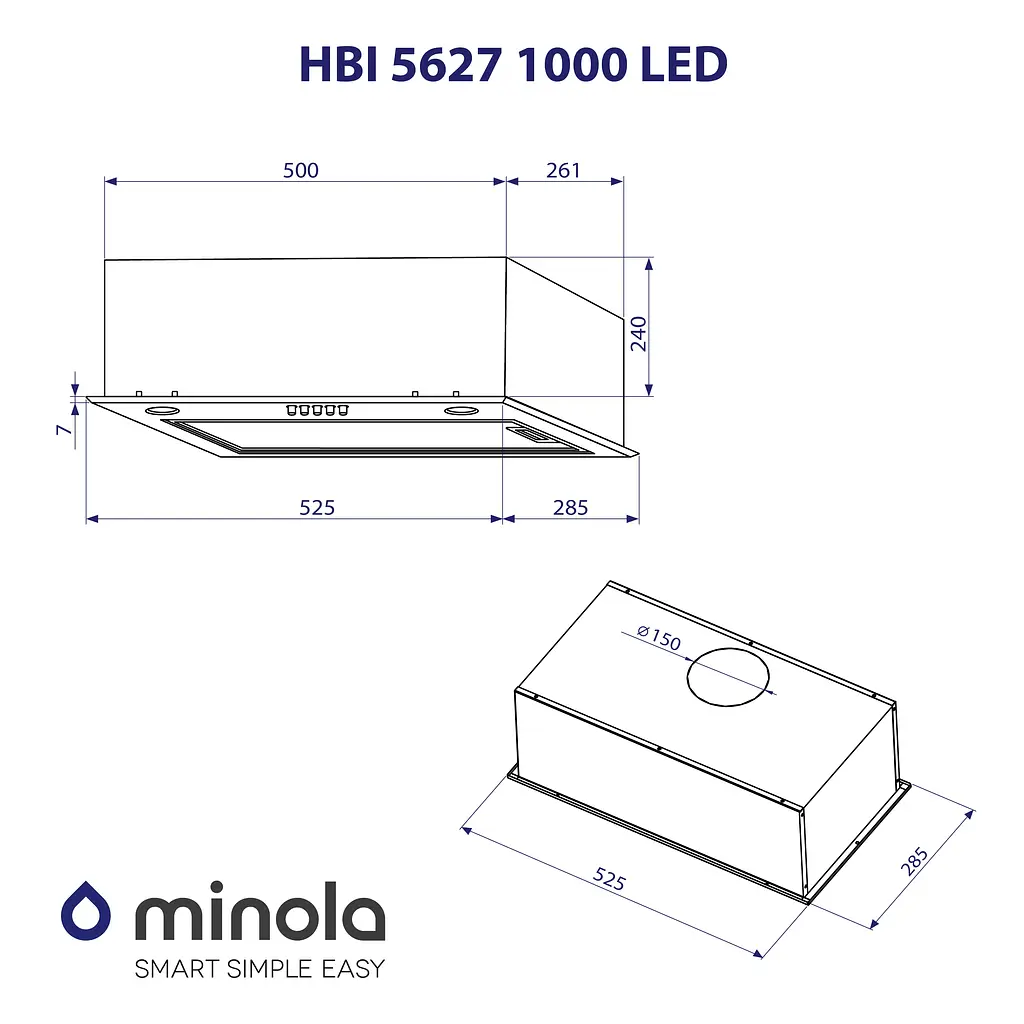 Витяжка повновбудована MINOLA HBI 5627 I 1000 LED - фото 10