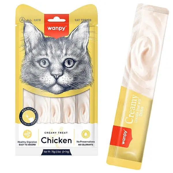 Рідкі ласощі для котів Wanpy Creamy Lickable Treats Chicken Ванпі Курка 5 шт по 14 г