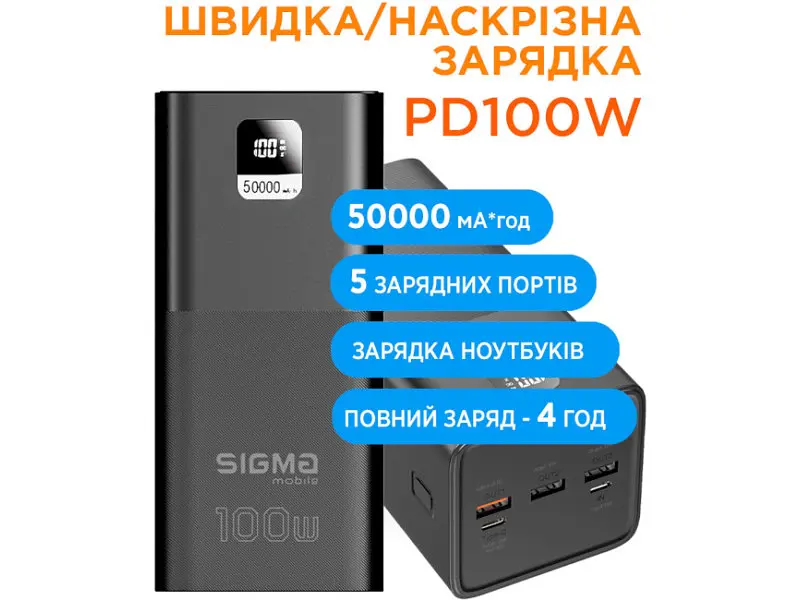 Зовнішній акумулятор (Power Bank) Sigma mobile X-power 50000mAh Black (SI50A6QLX) - фото 6