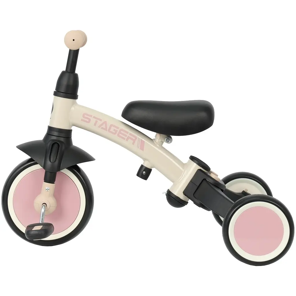 Дитячий велосипед QPlay Stager 3 в 1 з ручкою, біговел, Beige-Pink (T80STAGERBeigePink) - фото 4