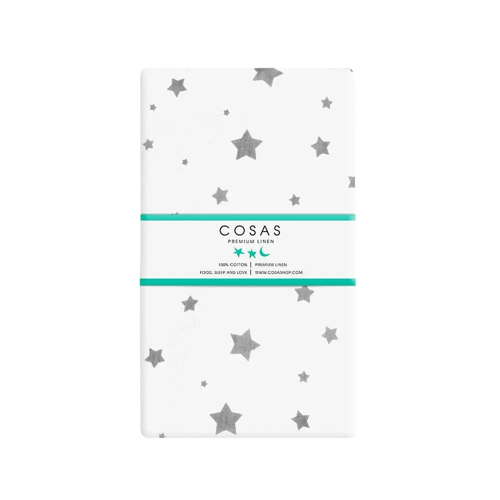 Набір простирадло на резинці Cosas Rose Dots/Grey Stars 90х200х20 см (Set_DropRose_StarGrey_90x200_2) - фото 5