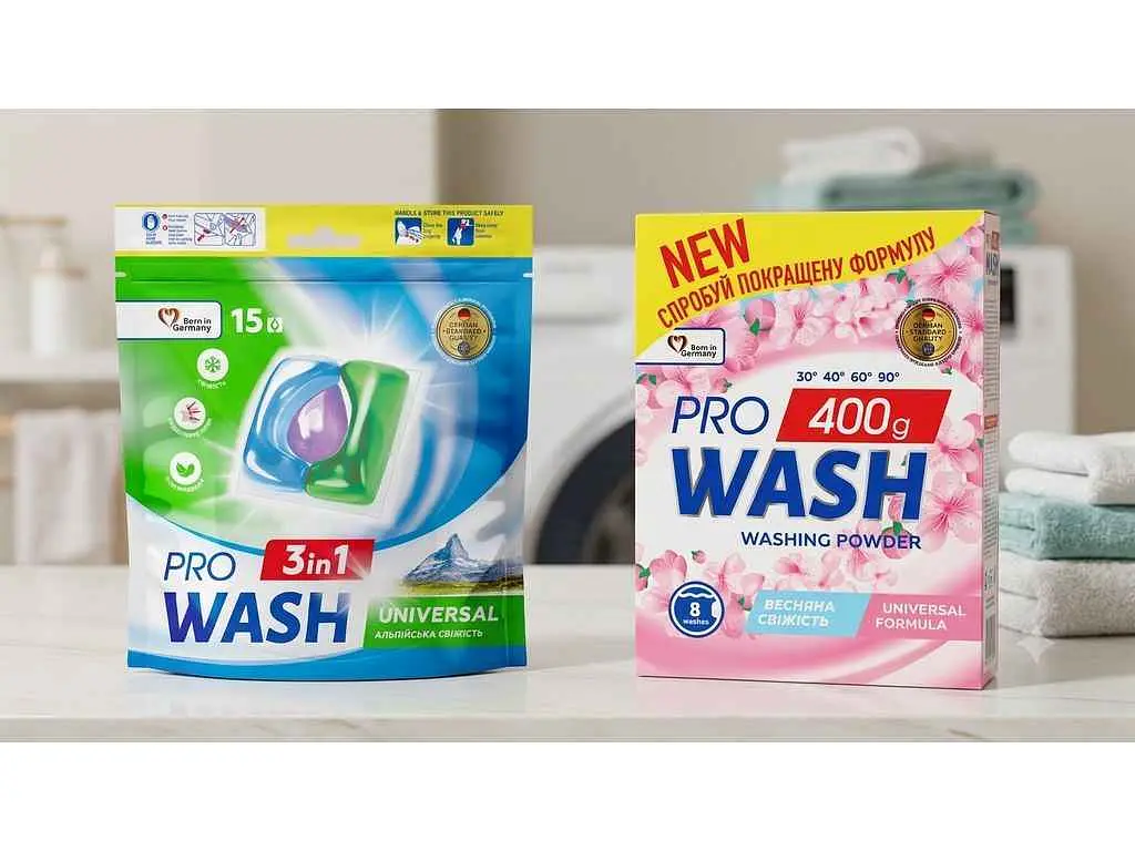 Набір PRO WASH 10 шт. Капсули "Альпійська свіжість" 10 шт. + Порошок для прання "Весняна свіжість" 400 г - фото 2