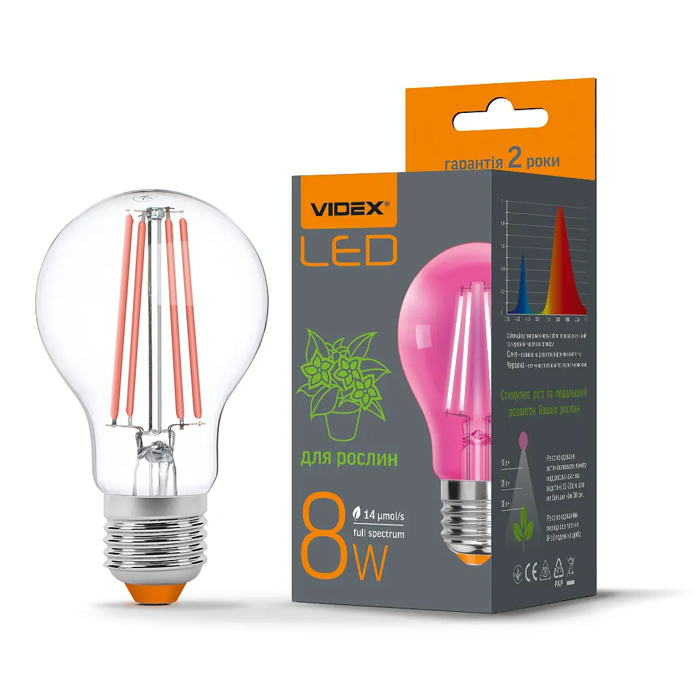 LED-лампа Videx Filament A60FF 08W E27 1200K (25883-000)